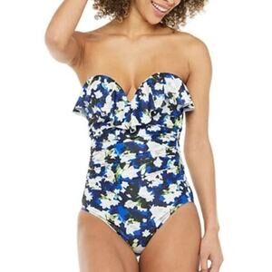 NEW Nicole Miller One Piece Swimsuit Convertible‎ Strapless Bandeau Size Small